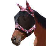 Harrison Howard Pro LumiVista Horse Half Face Fly Mask Large Eye Space with Ears UV Protection for Horse Cute Hearts M