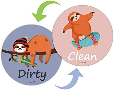 MORCART Clean Dirty Dishwasher Magnet Sign, Strong Double-Sided Magnet Flip for All Kitchen Dish Washers, Bonus Magnetic Metal Plate, Cute Decor & Lovely Gift (Cute Sloth-02)