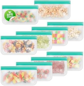 Reusable Freezer Bags, Extra-thick Leakproof Gallon Vegetable Snack Sandwich Bags, BPA Free Silicone Bags for Food Storage,Travel, Home Organization(10 Pack - 10 Small)