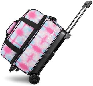 Goloni Double Roller 2 two bowling ball bag with wheels with Separate Shoe Compartment Size 15 and Oversized Accessory Pocket,2/two ball bowling bag,Retractable Handle Extends to 40"