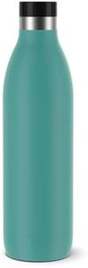 Emsa Bludrop Isolier-Trinkflasche, 1 Liter, 100% dicht, Quick-Press Verschluss, Ergonomischer 360° Trinkgenuss, 20h warm, 40h kühl, einfache Reinigung, Edelstahl, Pulverbeschichtung, Petrol, N31121