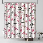 MEHOFOND Flamingo Shower Curtain Pink Flamingos in Vintage Style Illustration Love and Romantic Animals Watercolor Bath Chic Tropical Home Bathroom 72x72 Inches