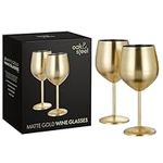 Oak & Steel - Elegant Large Wine Glasses, 550ml - Unbreakable Glass Gift Set for Home Bar, Wedding, Anniversary, Birthday Party (Gold Matte, 2 Pack)