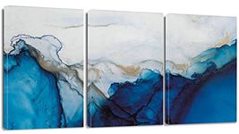 Artscope 3 Pieces Abstract Wall Art Canvas Prints - Marble Blue and White Fluid Ink Picture Painting - Modern Wall Artwork Framed for Gifts Bathroom Living Room Home Office Decor - 30x40CM