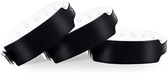 Wristall Black Plastic Wristbands 100 Pack - Colored Vinyl Bracelets for Events, Concerts, Parties - Waterproof Custom Arm Bands