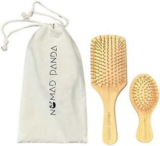 NomadPanda Set cepillo pelo de bambú natural, cepillo de pelo de bambú estándar y cepillo de viaje. Kit de cepillo cerdas naturales sostenible, biodegradable. Escova cabelo. Hair brush.