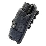 Tactical Flashlight Pouch Holster, Rotatable Flashlight Holder Belt Clip Tactical Torch Carry Case with 360 Degree Carabiner Reel Clip for Outdoor Hunting Camping Hiking (Black)