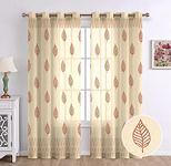 THE LINEN COMPANY Cotton Linen Solid Window Curtain Set with Steel Eyelet Rings- 4 Feet (New Betel Leaf, Set of 2)