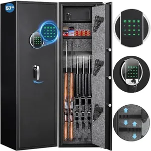 Silkight 5-6 Rifle Gun Safe, 57" Larger and Deeper Gun Safes for Home Rifle and Pistols, Quick Access Electronic Gun Cabinets for Rifles and Shotguns with LED Light & Removable Shelf, 3 Pistol Bag
