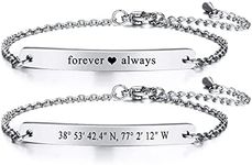 VNOX Personalized Dainty Bar Stainless Steel Link Friendship Adjustable Bracelet for Women,2Pcs Set