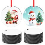 Sublimation Ornaments Blanks Bulk 25 PCS Wood Sublimation Christmas Ornament Blanks White Blank Christmas Tree Hanging Ornaments for Crafting DIY Personalized Xmas Tree Decor Keepsake Gift