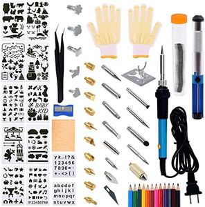 Hilitchi 49Pcs Wood Burning Kit Pyrography Wood Pyrography Pen Soldering Iron Wood Tool DIY Creative Burning Tools with Soldering Iron Tips for Embossing/Carving/Soldering