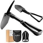 AugTouf Folding Camping Shovel (Black), 18" Mini Military Survival Gear, Portable Collapsible E Tool for Gardening, Trenching, Hiking and Car Emergency