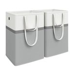 SONGMICS Set of 2 laundry basket, 110 L Washing Basket, Laundry Bag Hamper with Short and Long Handles, Easy to Transport and Clean, Freestanding, for Bedroom, Bathroom, Dove Grey LCB210G02