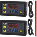 Youmile 2 pcs W3230 Digital Temperature Controller module DC 12V 20A LED Thermostat Thermometer Temperature Control Switch Sensor Meter with Waterproof Probe -50℃ to 120℃ with red and black cable