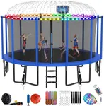 DeepRoar 1500 LBS 16FT Tranpoline with Safety Enclosure Net, Outdoor Recreational Tranpoline, Basketball Hoop, Spring Pad, Ladder, Combo Bounce Jump Tranpoline, Large-Scale Tranpoline for Kids/Adults