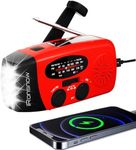 iRonsnow Solar Emergency NOAA Weather Radio Dynamo Hand Crank Self Powered AM FM WB Radios 3 LED Flashlight 2000mAh Smart Phone Charger Power Bank (Red)