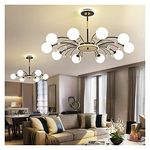 WOKE Ceiling Pendant Light, Postmodern Led Pendant Lights for Dining Living Room Decoration Nordic Decor Glass Ball Gold/Black Hanging Pendant Lamp Fixtures (Color : 16glasses Black)