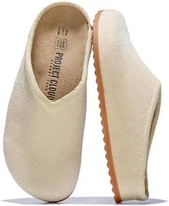 Project Cloud Casual Clogs for Women - Genuine Leather SmartFoam Arch Support Insole Womens Slippers Cashmere Knit Slides - Slip On Shoes for Women Non-Slip Mules & Clogs (Nella, Dune Knit,11M)