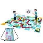 THE TWIDDLERS - Giant Snakes and Ladders Outdoor Garden Game, Large Kids Floor Lawn Mat for All Ages, With Inflatable Dice & Storage Bag for Outside Play, Parties, Family Fun, Schools - 3 x 3 Metres