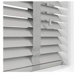 135 x 150cm Silver/Grey Faux wood window Shutters, Ladder Tape - 50MM Horizontal Slats- Included Child Safe