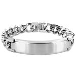 West Coast Jewelry | Crucible Stainless Steel Identification Curb Chain Bracelet - Engravable (14mm) - 8.5" One Size