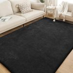 H.VERSAILTEX Area Rugs for Living Room 4x6 Feet Fluffy Fuzzy Non-Slip Rug Shaggy Carpet Soft Plush Bedside Rug, Indoor Floor Rug for Kids Girls Boys Home Decor Aesthetic, Dorm Nursery, Black