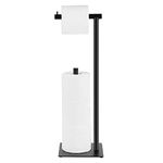 Black Toilet Paper Holder Stand, Bathroom Toilet Tissue Paper Roll Storage Freestanding Tissue Roll Holder Industrial Toilet Paper Dispenser Holds 4 Paper Rolls