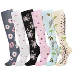 Zuimei 6 Pairs Compression Socks for Women&Men Circulation 20-30 mmhg Flight Socks Non-Slip Long Tube Compression Stockings for Athletic Nurse Running Travel(S/M)