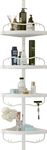 OLLIDOT Shower Organizer Caddy, 99-317 cm Home Decor Organization and Storage Bathroom Corner Plastic Shelves Rack Countertop Adjustable with Tension Metal Poles, White