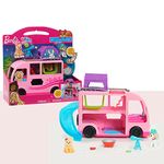 Barbie Pet Camper, 11-Pieces, Toy Figures and Playset, Kids Toys for Ages 3 Up, Gifts and Presents