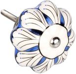 Sourcingmap 1 Piece Vintage Shabby Knobs Blue and White Floral Hand Painted Ceramic Pumpkin Cupboard Wardrobe Cabinet Drawer Door Handles Pulls