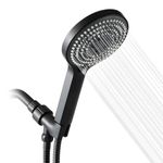 OFFO Handheld Shower Head Set, 6-Mode High Pressure Handheld Sprayer with 1.5m Stainless Steel Hose & Holder, High Flow Large Powerful Boosting Handheld Showerhead for Low Water Pressure, Matte Black