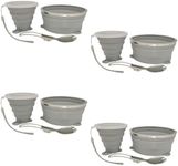 Cagelya Mess Kit for Camping Silicone Collapsible Bowl Collapsible Cup and Stainless Steel Spoon for Backpacking Outdoor Hiking Traveling and Picnic - 4 Pack
