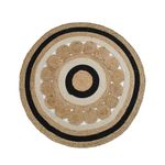 SASHAA WORLD Jute Round Rug | Handcrafted Design | Durable & Stylish Decor Addition | Reversible Braided Rug for Living Room, Bedroom | Beige and Black 90cm