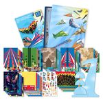BOX CANDIY Paper Plane Origami Kit for Kids I Create 40 Colourful Planes with Folding Designs, Stickers, Stand & Storage Box I Arts and Crafts Set with Instructions