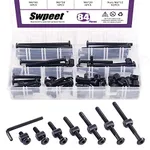 Swpeet 120Pcs Black M6 Ãƒâ€” 20/30/40/50/60/70/80mm Crib Hardware Screws Kit, Hex Socket Head Cap Crib Baby Bed Bolt and Barrel Nuts with 1 x Allen Wrench Perfect for Furniture, Cots, Crib Screws