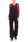 Swiss Alps Womens Water Resistant Breathable Ski Bib Pants with Pocket, Rich Black, XS