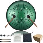 BURNING&LIN Steel Tongue Drum 11 Notes 6 Inches Handpan Drum Percussion for Meditation Yoga Musical Education for Adult& Kids（GREEN）