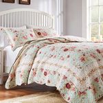 Greenland Home Antique Rose 100% Cotton Quilt Set, 3-Piece Full/Queen, Blue