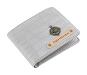 AICA Personalized Name & Charm Self – Textured Leather Mens Wallet (BabyGrey) | Birthday Anniversary Wedding Gifts for Brother Father Dad Cousin