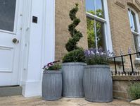 My Square Mile Galvanised Tub Planters Large Metal Round Ribbed Dolly Garden Drum Flower Pots (Large 80Litres)