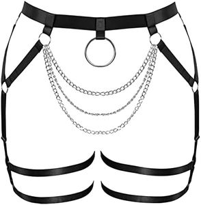 PETMHS Plus Size Women's Harness Garter Belt Body Cage Women's Full Cage Hollow Frame Gothic Lingerie Rave Club Party Charm Accessories, Black98, One Size