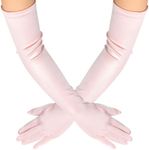 BLMHTWO Long Elbow Satin Gloves for Women Long Opera Satin Gloves Fancy Dress Gloves 1920s Style Prom Gloves for Women for Wedding Evening Graduation Party Opera (52 cm/20.47inch,pink)