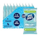 Wet Ones – Be Gentle – Plastic Free Antibacterial Biodegradable Hand Wipes - 400 wipes – 10 packs x 40 wipes