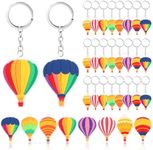 Quelay 24 Pcs Hot Air Balloon Keychain Colorful Hot Air Balloons Party Gift Cute Silicone Key Chains for Party Supplies