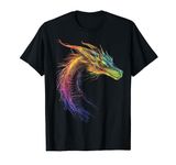 Dragon Drawing Colorful Animal Artwork Fantasy Dragon T-Shirt