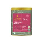 LUXMI Estates African Rose Herbal Tea 50Gm Tin | Certified Organic Tea|Hibiscus,Roses|Decaffeinated|Flavourful|100% Natural, Powder