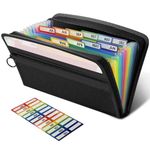 Shutex Receipt Coupon Organiser,13 Pockets Mini Accordian File Folder Document,for Receipt/Invoice/Coupon/Check/Bill/Tax Receipt/Ticket/A6 File Folder,Small File Folder with Mesh Bag &Labels Index