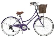 Ammaco Classique Kids Girls Bike Heritage 24" Wheel Dutch Classic Traditional & Basket Purple Age 8+